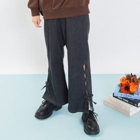 【WEB限定/MELLOW-LY】リボンフレアデニムパンツ