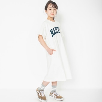 【NAUTICA/ノーティカ】サテンアップリケロゴ半袖ワンピース