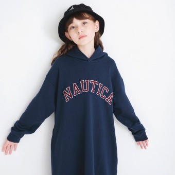 【NAUTICA/ノーティカ】アップリケロゴ裏毛パーカーワンピース